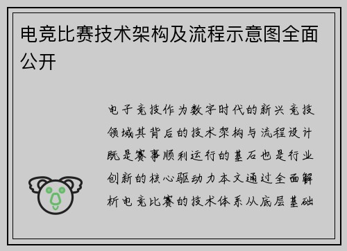 电竞比赛技术架构及流程示意图全面公开